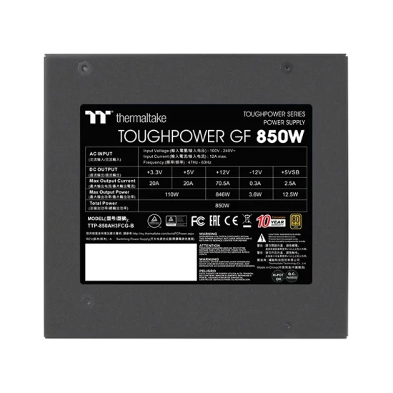 Thermaltake Toughpower GF 850W 80+ Gold Full Modular Premium Edition UK PLUG Power Supply - Image 3