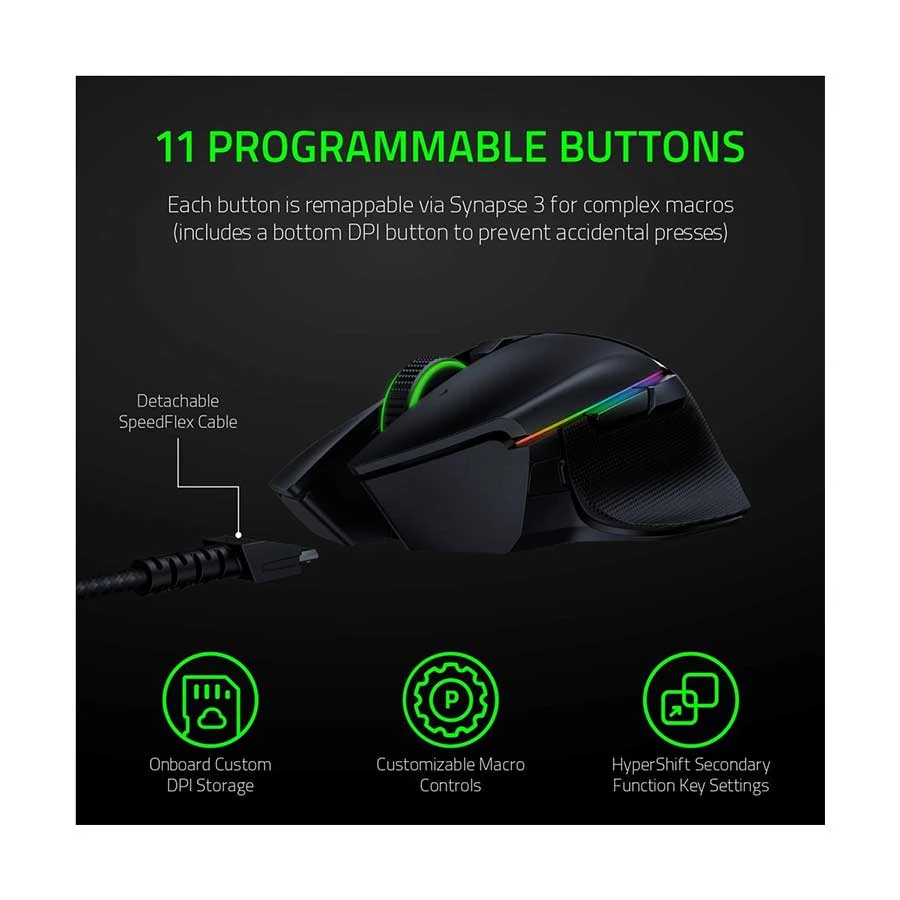 Razer Basilisk Ultimate Chroma RGB Black Wireless Gaming Mouse - Image 3