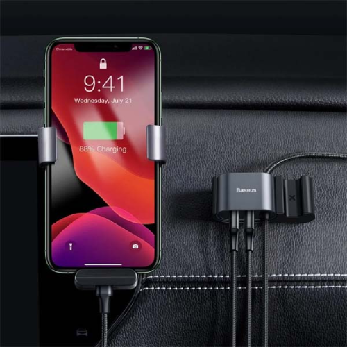 Baseus CALHZ-01 Special Lightning Data Cable with Dual USB Port for Backseat - Image 2