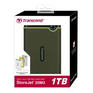 Transcend 1TB StoreJet 25M3G Portable Hard Disk Drive (HDD) Military Green Slim