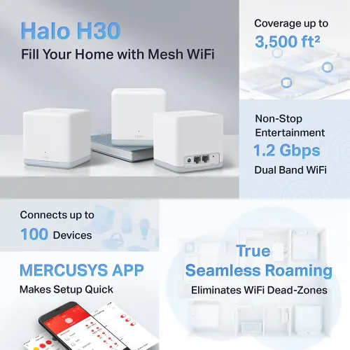 Mercusys Halo H30 AC1200 Dual-Band Mesh Router (3 Pack) - Image 3